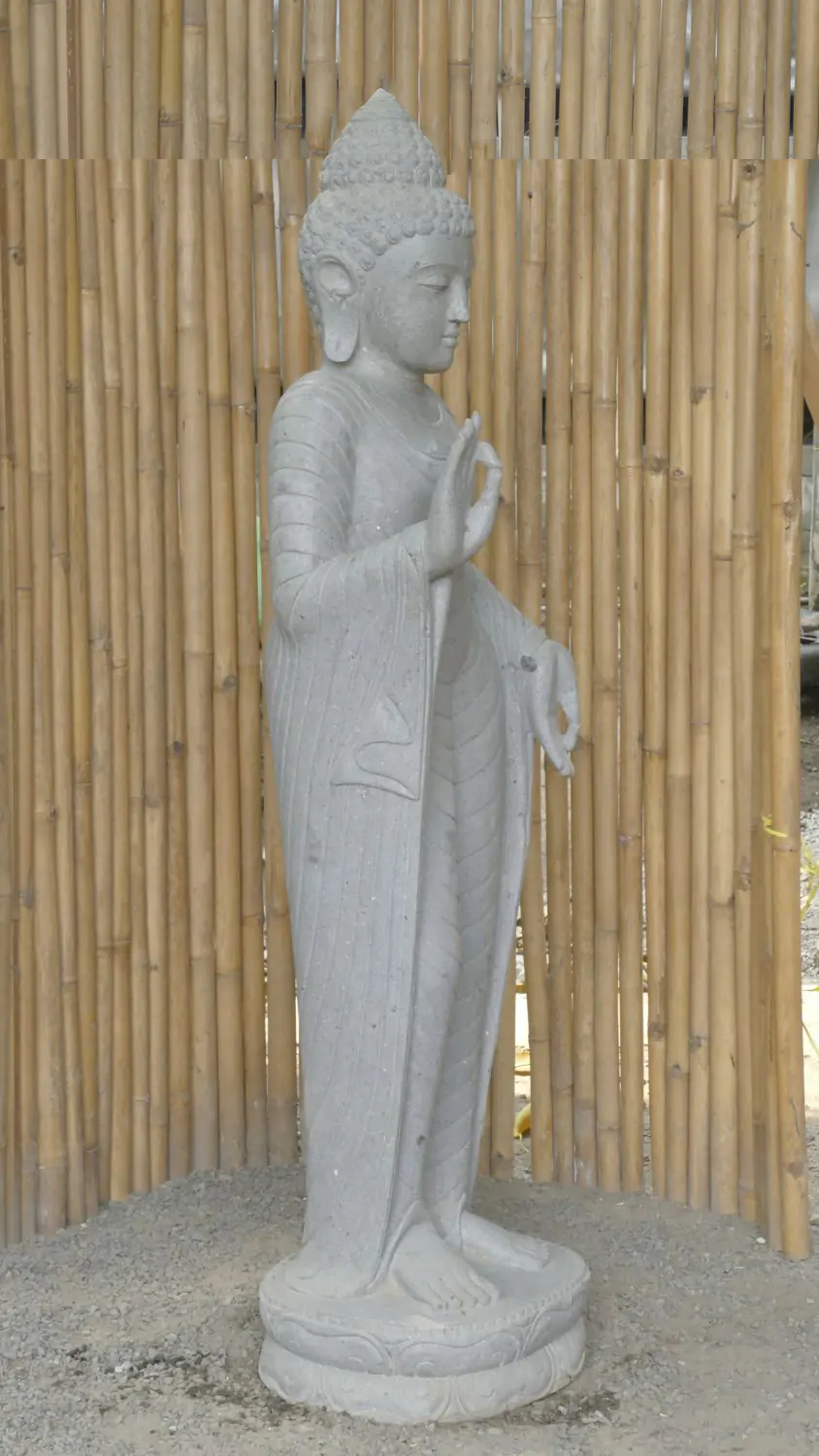  Product image 6 of the product “Standing Buddha - Abhaya mudra made of Riverstone, ca. 175 cm High ”